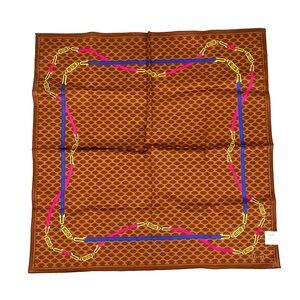 Celine Brown Monogram Scarf with Pink and Blue Chain Design